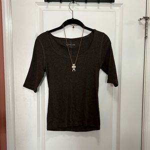 Everlane Pima Micro Rib Scoop Neck Tee M